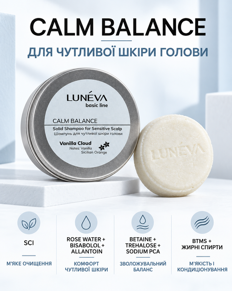 LUN&Eacute;VA CALM BALANCE Vanilla Cloud Solid Shampoo for Sensitive Scalp, 70 g
