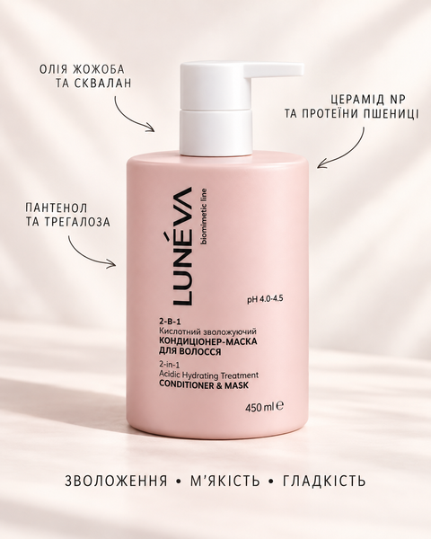 LUN&Eacute;VA Acidic Hydrating Treatment 2-in-1 Conditioner-Mask for Moisturizing Hair, 450 ml