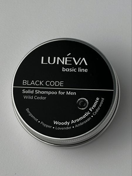 Шампунь твердий для чоловіків проти лупи, жирності та випадіння BLACK CODE 70 г men001 фото