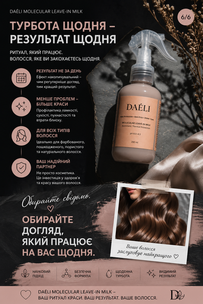 DA&Eacute;LI Molecular Leave-In Milk &mdash; незмивне молочко для волосся MLM200 фото